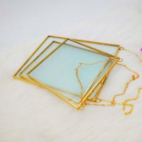 Brass Vintage Creative Glass Art Plant Specimen Double Sided Glass Metal Photo Frame Plant Photo Frame